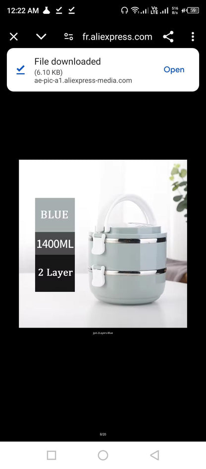 Compact and stylish 1pc stainless steel bento lunch box manageable storage box